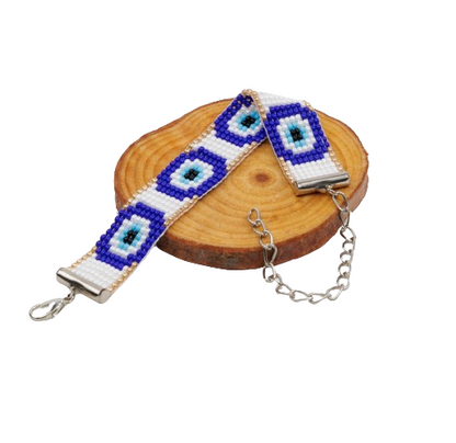 Evil Eye Bead Loom Bracelet