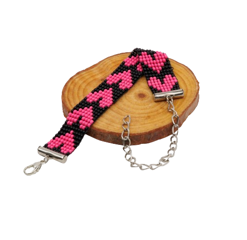 Pink Hearts Bead Loom Bracelet