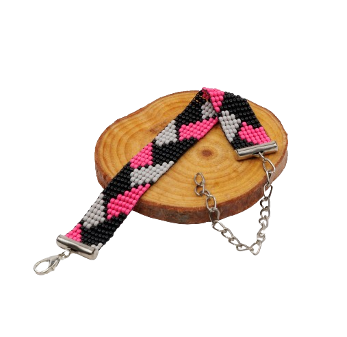 Rosy Noir Bead Loom Bracelet