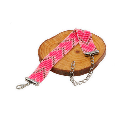 Pink Hearts Bead Loom Bracelet